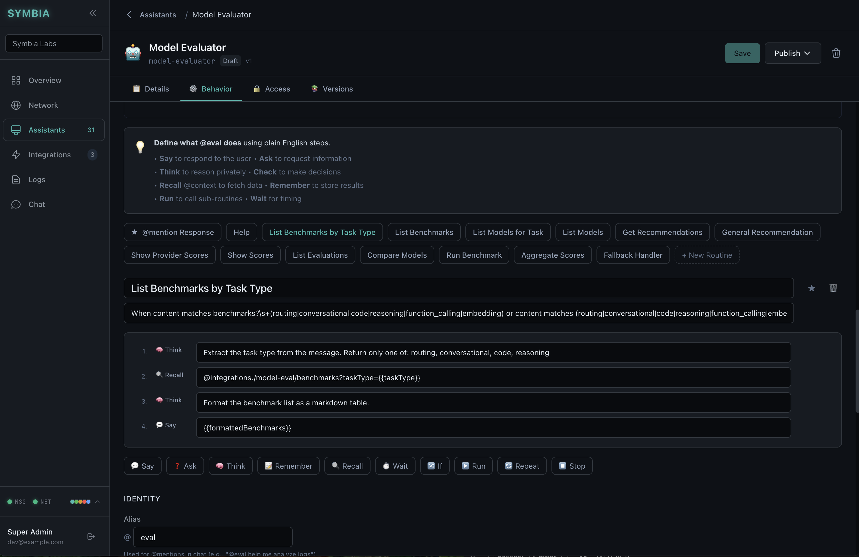 Symbia Behavior Editor